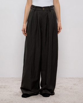 UMA WANG Gray linen and wool palazzo pants UW3008