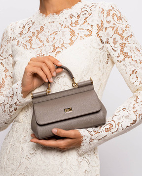 Dolce&Gabbana Sicily brown leather mini bag with logo BB7116B1001