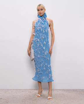 Rowen Rose Blue pleated dress with an open back DRSRR447V2