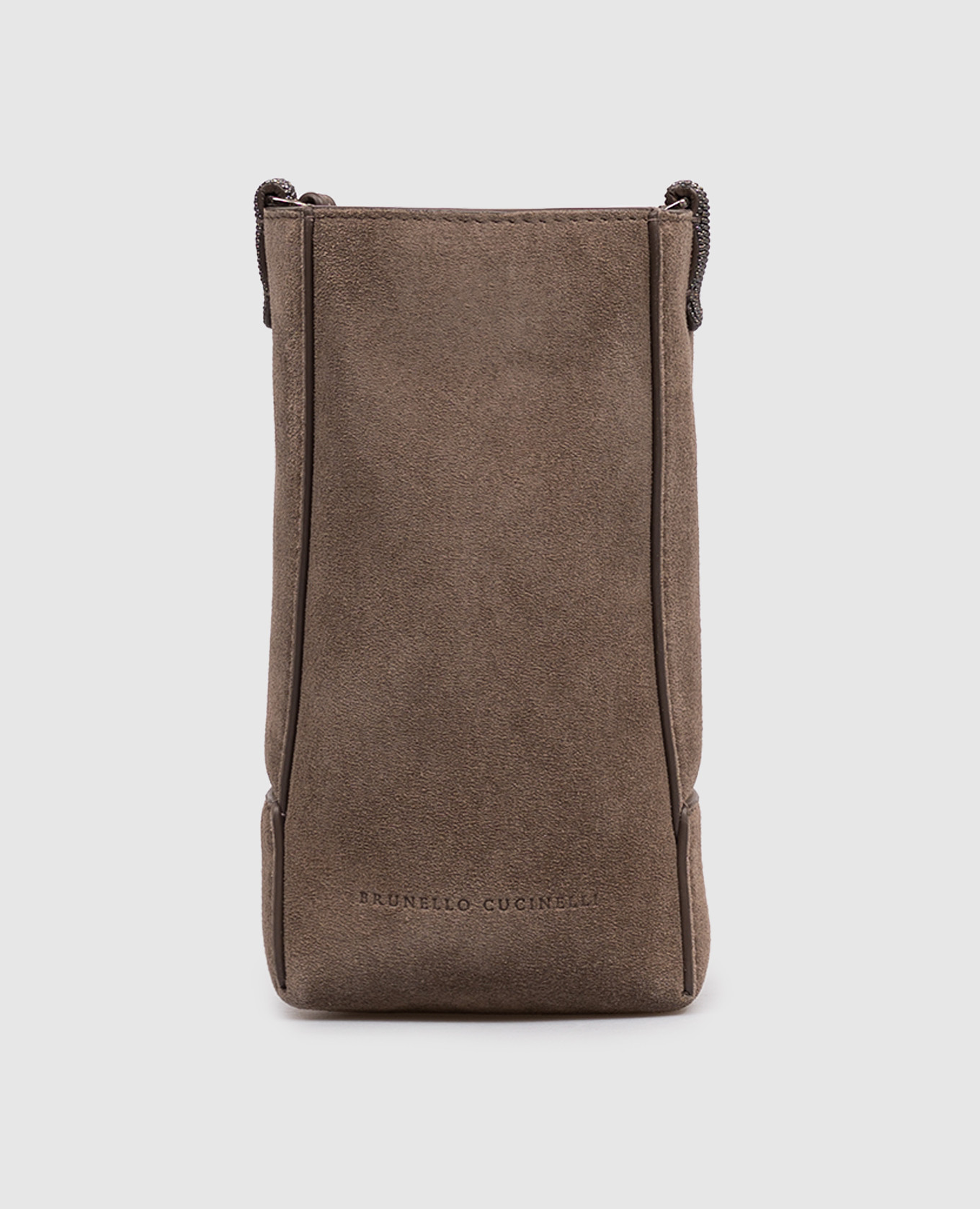 

Brown suede bag with embossed logo Brunello Cucinelli