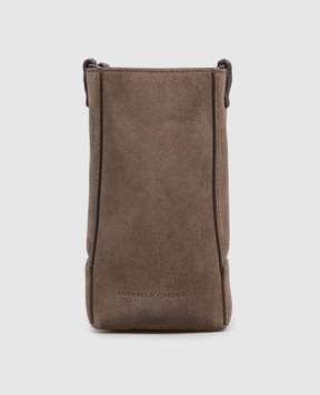 Brunello Cucinelli Brown suede bag with embossed logo MWDLD2739P