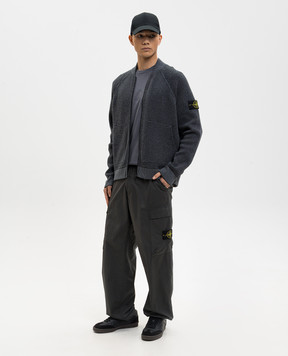 Stone Island Grey cardigan with logo patch L1S155100019S00N9