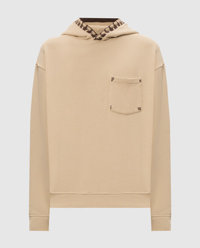 Palm Angels Beige hoodie with branded print PAMBB005FL001