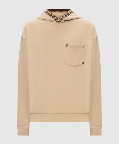 Beige hoodie with branded print