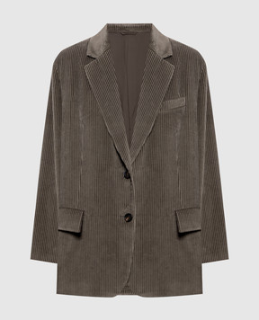 Brunello Cucinelli Green double-breasted corduroy jacket MA1807105