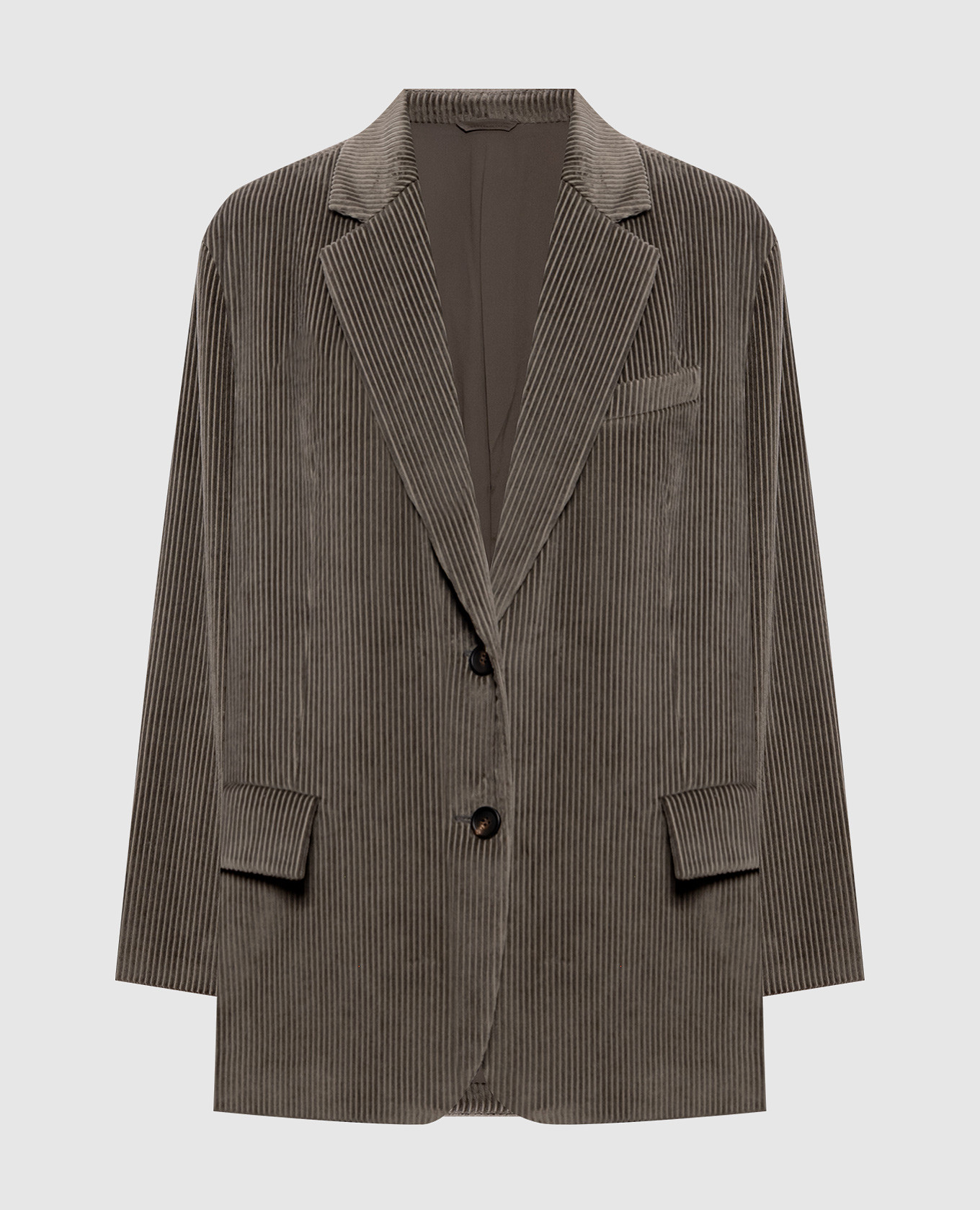 Green double-breasted corduroy jacket