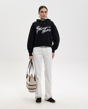 Balmain Black hoodie with logo print GF1JR030BD41