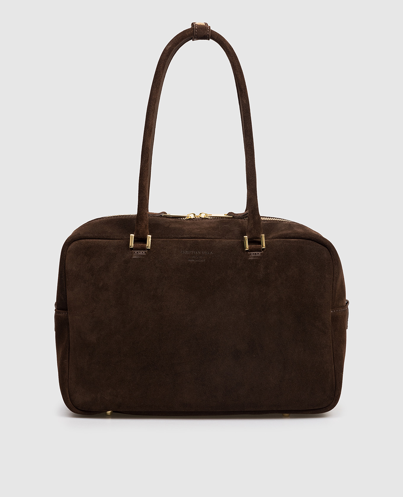 

Brown suede tote bag with logo Christian Villa