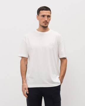 C.P. Company White T-shirt with logo MTS086A005100W