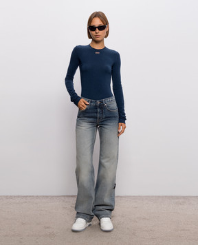 Off-White Blue jeans with a worn effect 2FM00606B