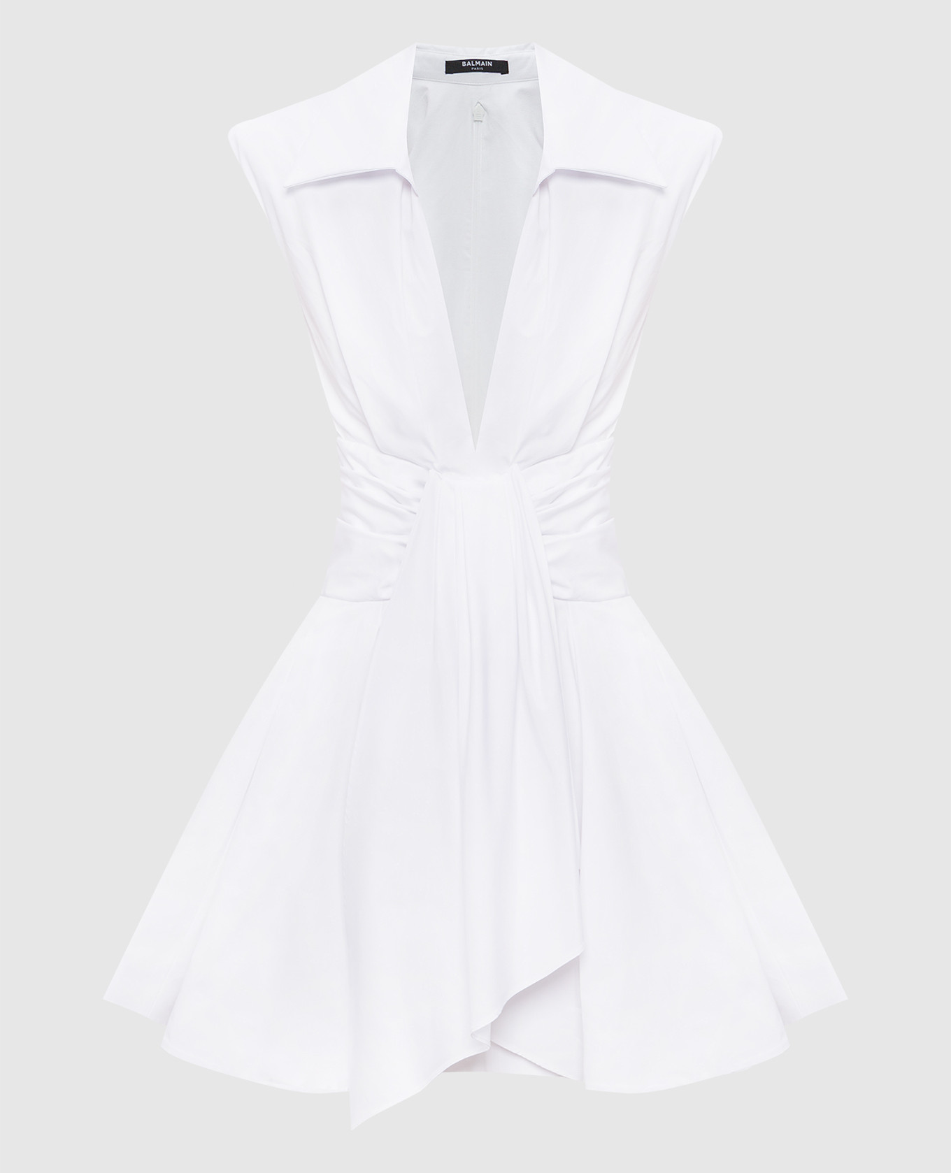 White dress with drapery Balmain