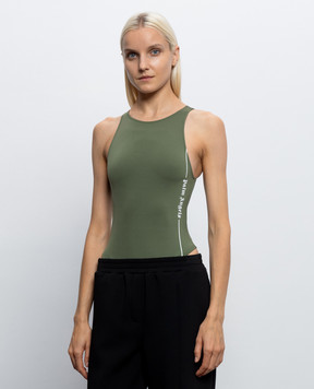 Palm Angels Khaki bodysuit with logo print PLA1UWBD01SI