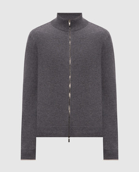 Peserico Gray wool and cashmere cardigan R59532F129V470