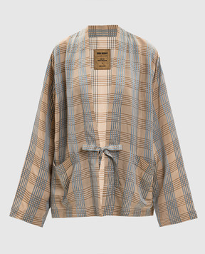 UMA WANG Juno beige checked cardigan UM6512