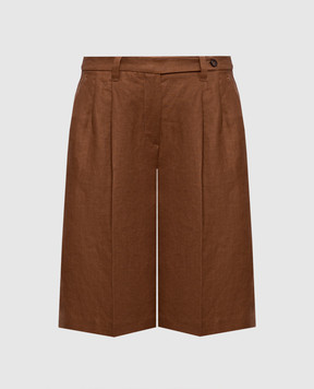 Brunello Cucinelli Brown linen Bermuda shorts MH527P9183