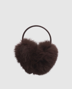 Yves Salomon Brown fox fur headphones 23WAA124XXRDXX