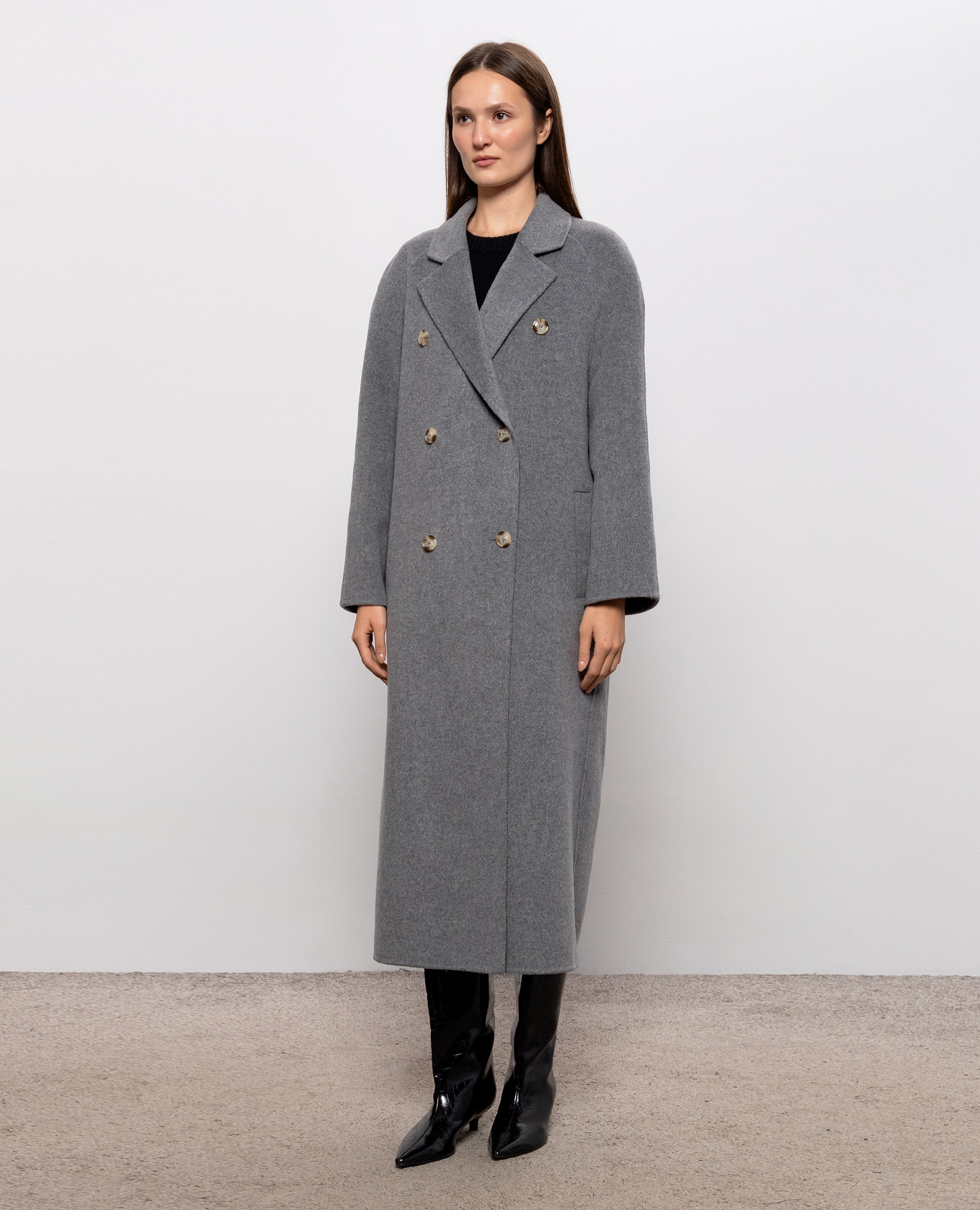 Grey double-breasted coat IRVIN made of wool and cashmere Loulou de Saison 3