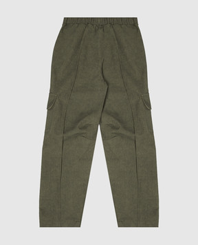 Palm Angels Children's green cargo pants with logo pattern F6PAJBPA139