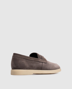 Stefano Ricci Brown suede loafers with textured logo UC62G2466SDP