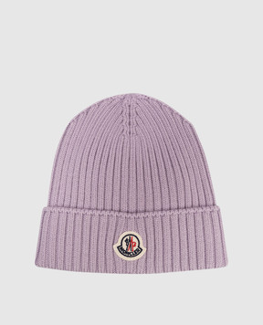Moncler ENFANT Children's purple wool hat with logo L19543B00008M1131