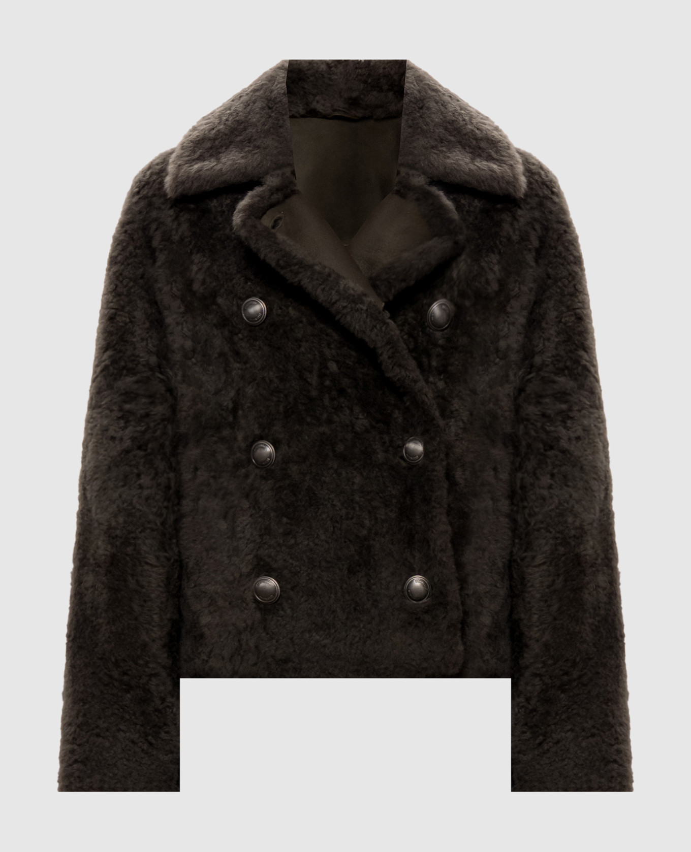 Green double-breasted sheepskin coat Fuzzy