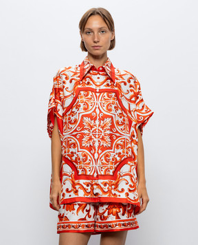 Dolce&Gabbana Silk blouse with branded print F5T52TGDDRE