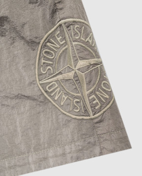 Stone Island Children's khaki shorts with embroidered emblem L1S16B100001S00431012