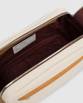 Brunello Cucinelli Beige leather toiletry bag with logo print MWATBU334