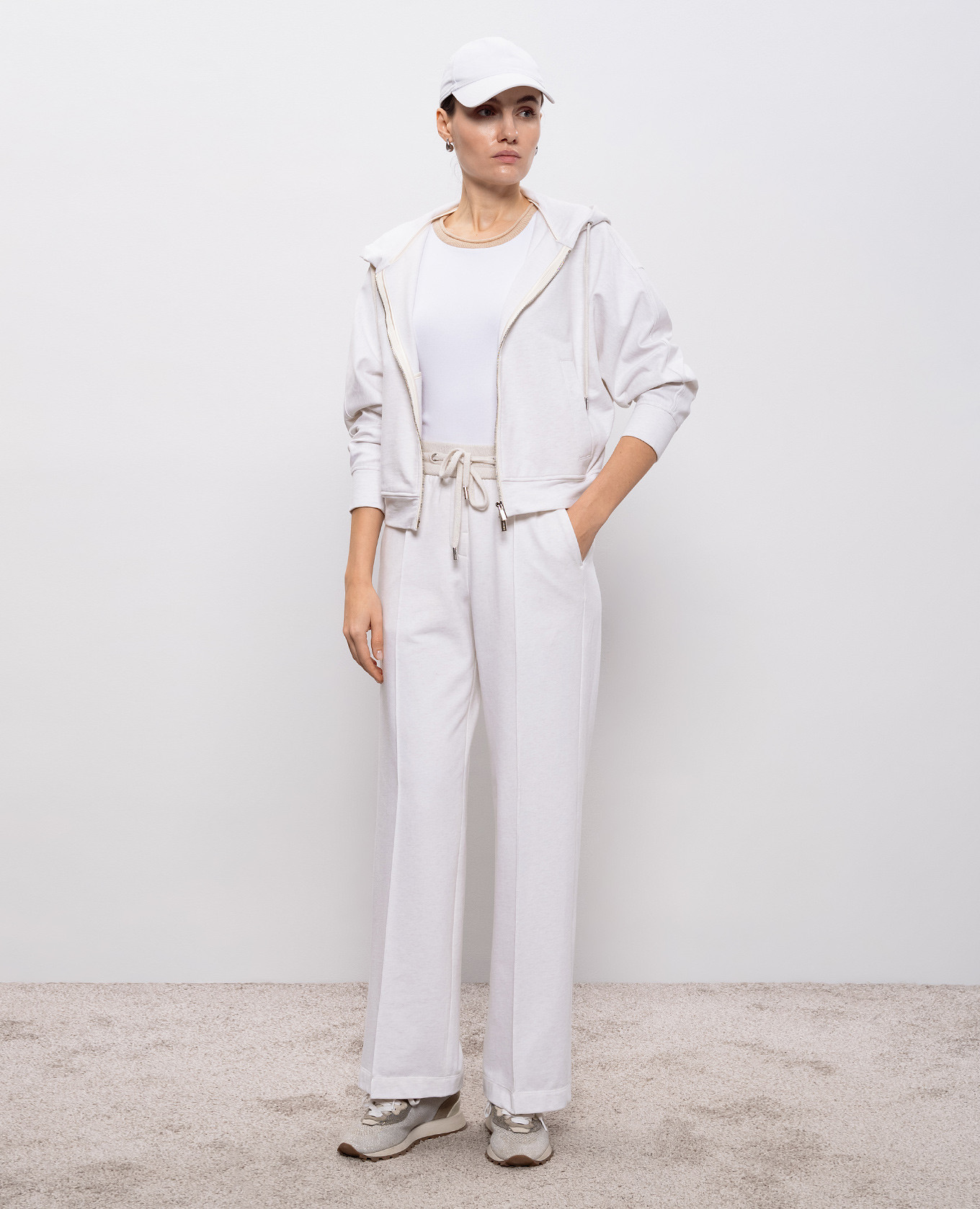 

White melange sweatpants Peserico, Beige