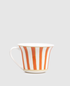 Geminiano Cozzi 1765 Striche Arancio e Oro white porcelain tea cup TTCMI079053