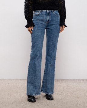 Solotre Blue flared jeans with a distressed effect M1AC0125