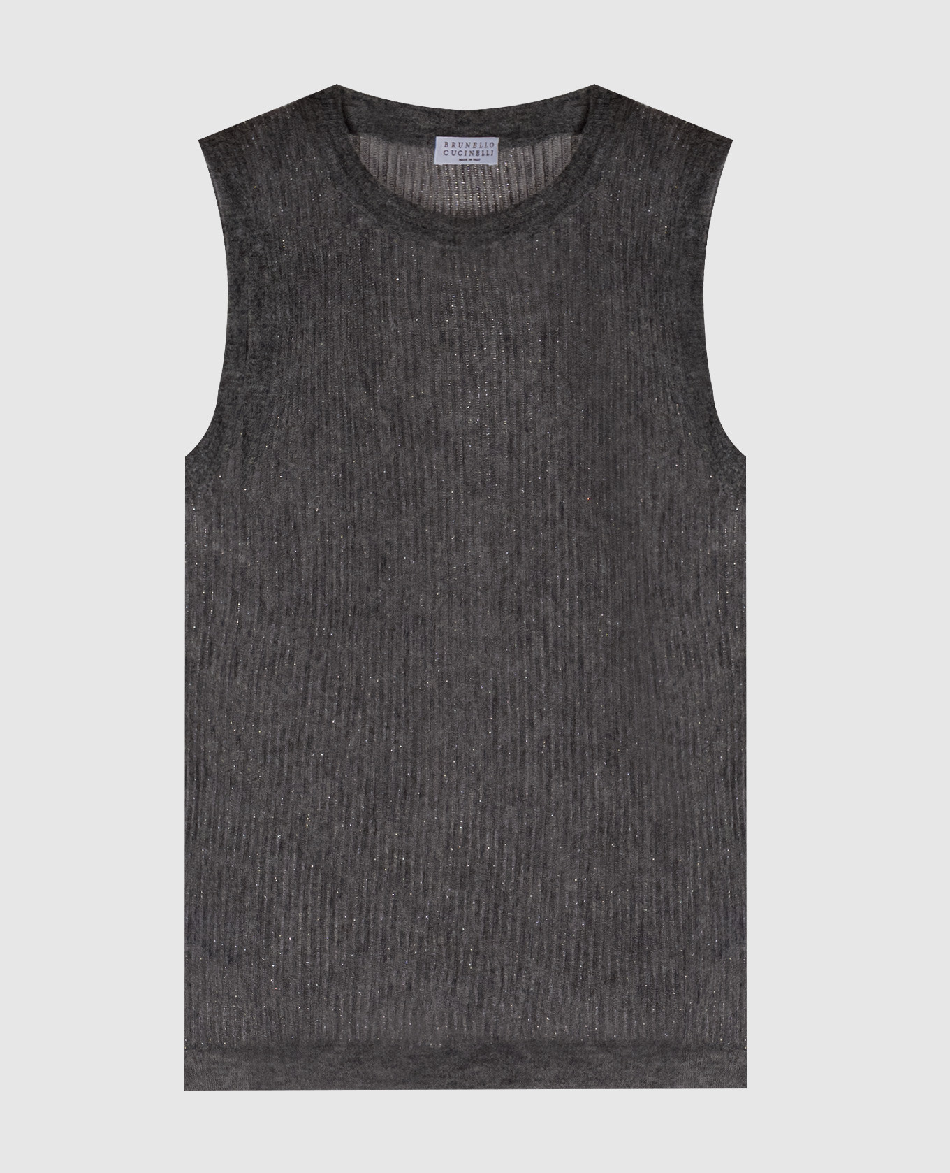 Gray silk and wool top