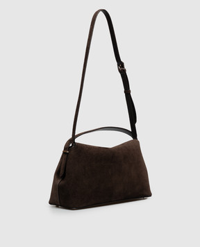 Toteme Brown suede T-lock bag 241WAL961LE0004