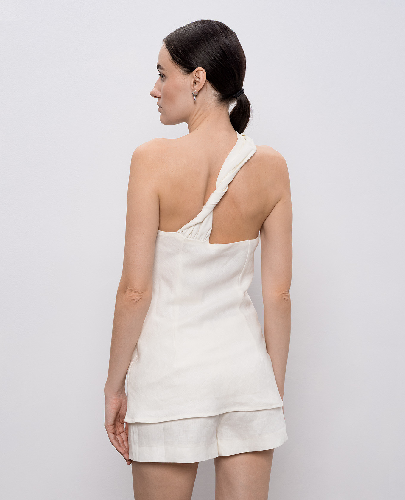 

Agua white linen one-shoulder top Faithfull