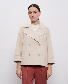 Peserico Beige cropped trench coat with patch A2511303184