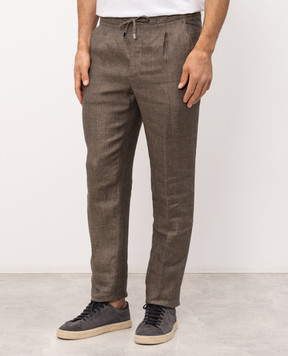 Enrico Mandelli Brown linen pants GYM02B6103