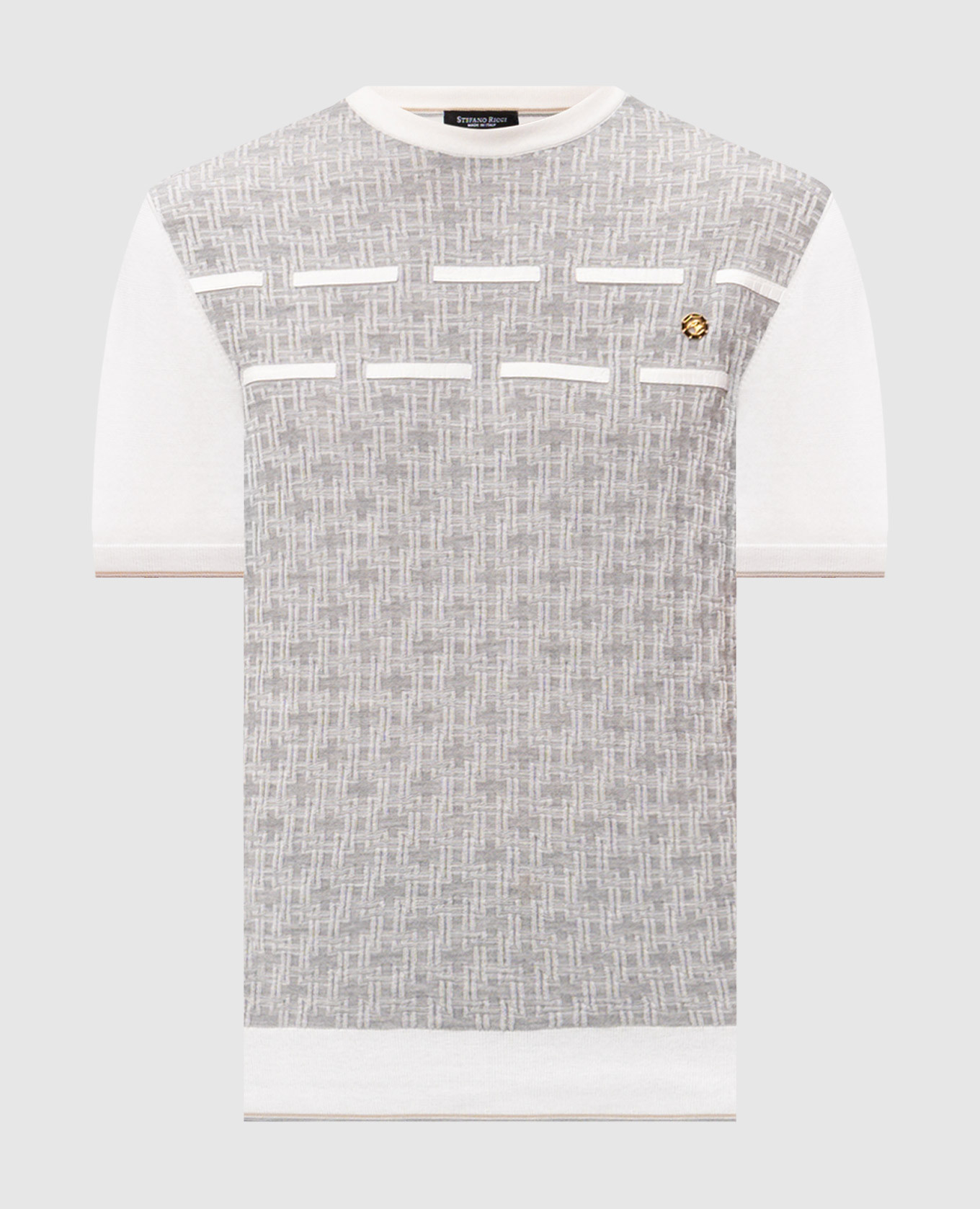 

Silk T-shirt with eagle head emblem Stefano Ricci, White