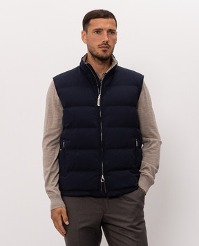 Stefano Ricci Blue down vest with logo patch MDJ6300280519V