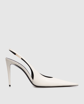 Saint Laurent Ivory leather slingbacks GUERMANTES 870505AAF29