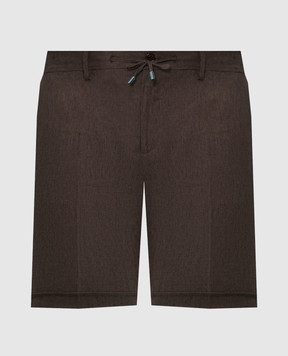 Stefano Ricci Brown linen shorts with embroidery MCT80R0016L0005Q