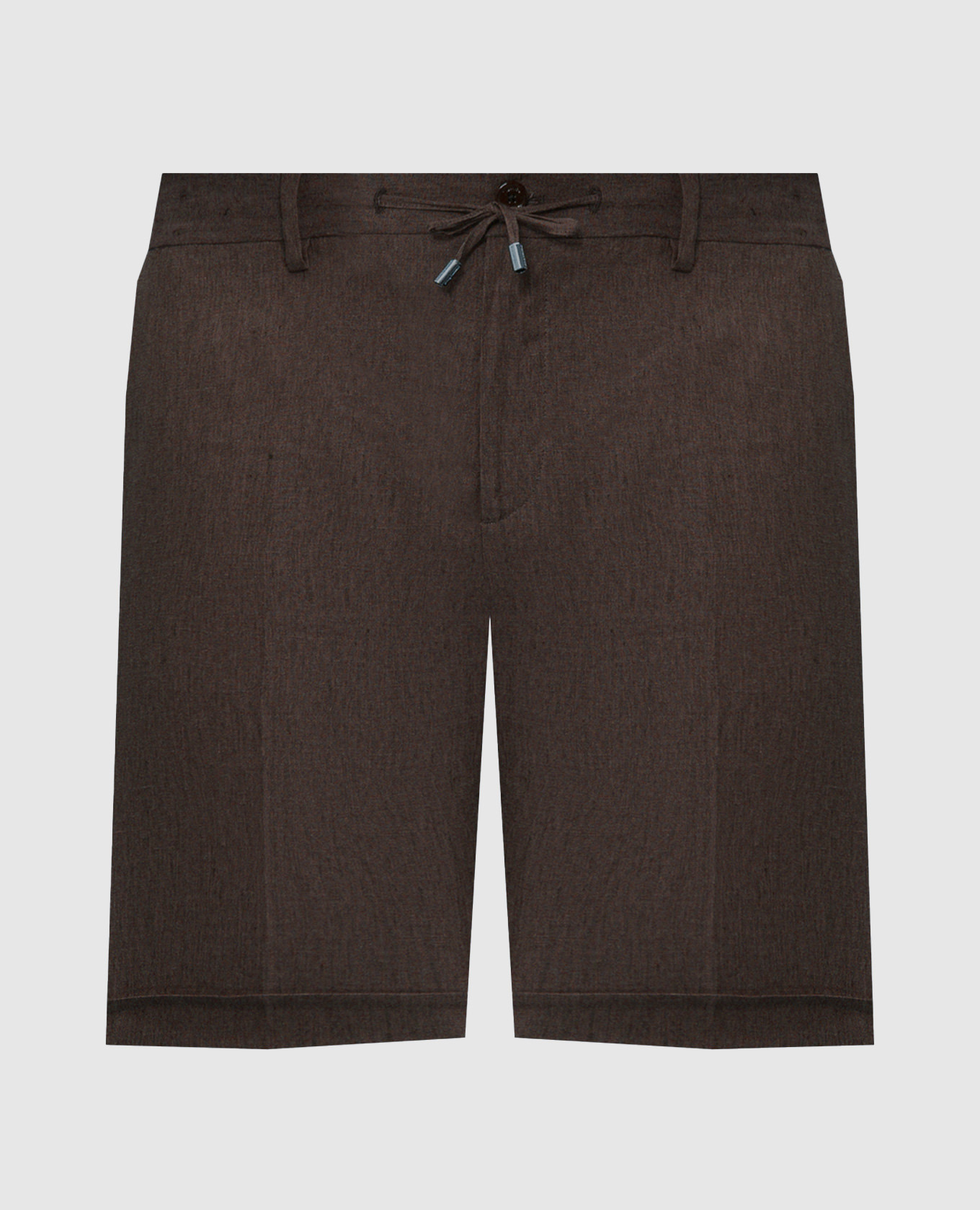 Brown linen shorts with embroidery