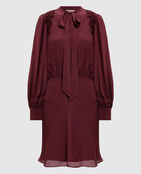 Twinset Burgundy dress with ascot collar 262TT2460