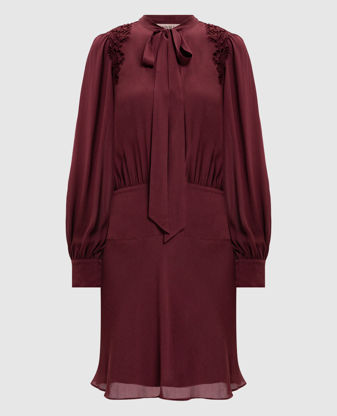 Burgundy dress with ascot collar