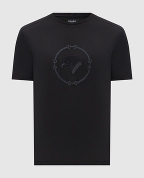 Stefano Ricci Black T-shirt with embroidered emblem MNH6105050DJ0011