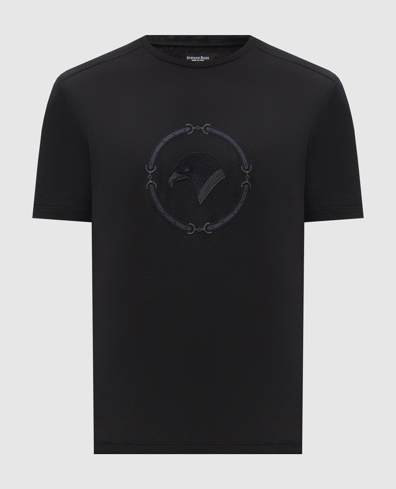

Black T-shirt with embroidered emblem Stefano Ricci