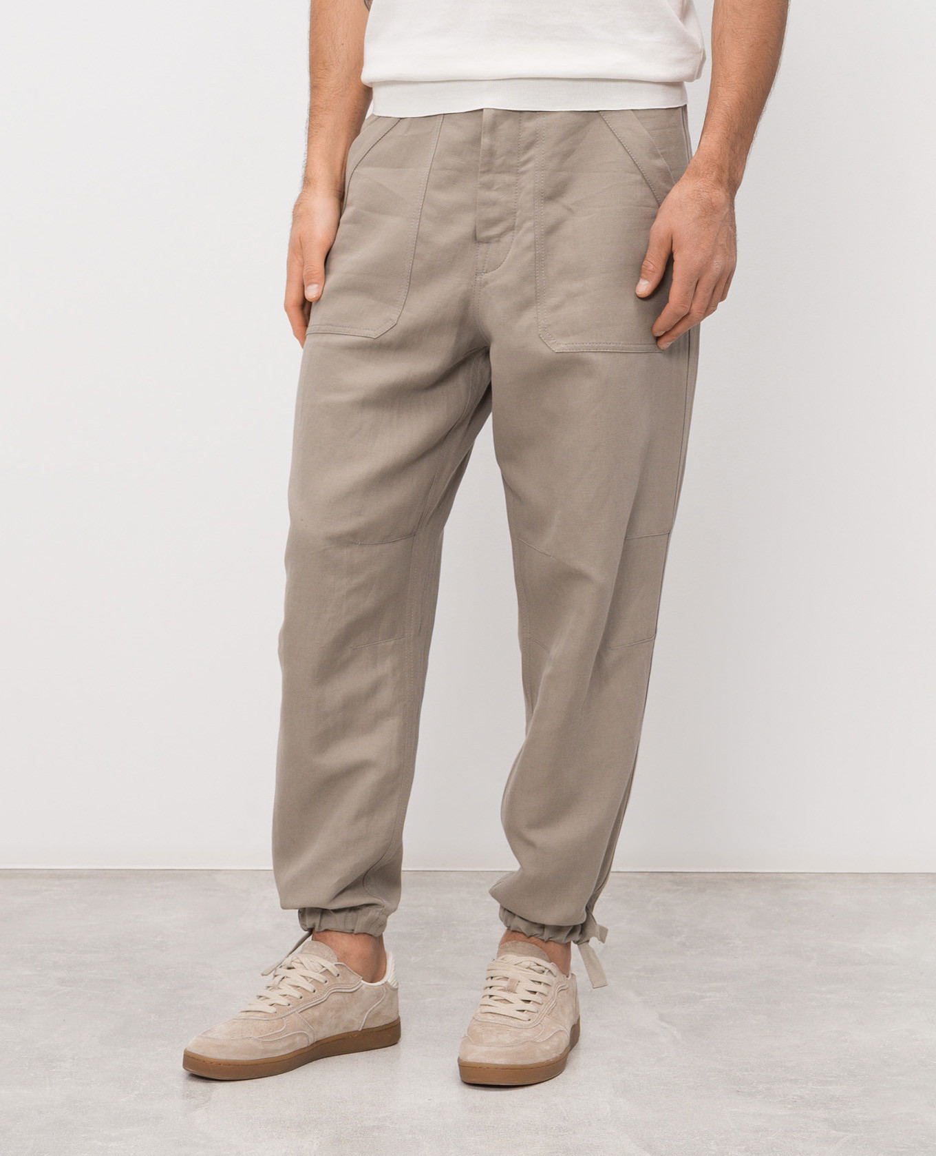 

Khaki linen pants Brunello Cucinelli
