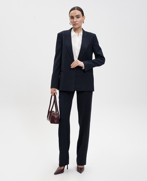 Twinset Blue wool pants with logo 252TT2129