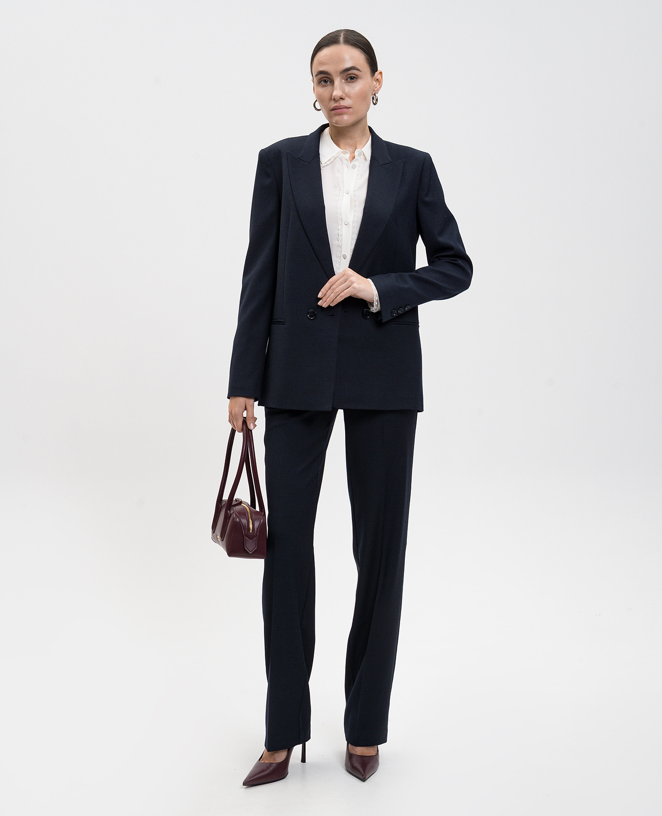 Blue wool pants with logo Twinset 2