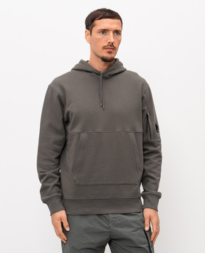 C.P. Company Khaki hoodies with logo patch MSS714A005086W