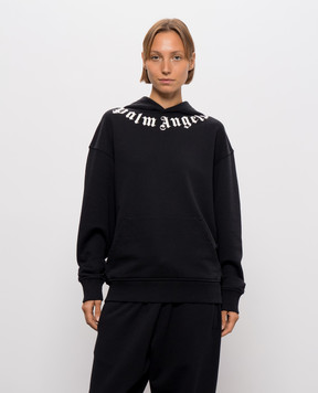 Palm Angels Black hoodie with a print of the inscription PAMBB003FL001w